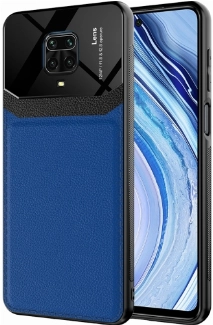 Xiaomi Redmi Note 9 Pro Kılıf Deri Görünümlü Emiks Kapak - Mavi