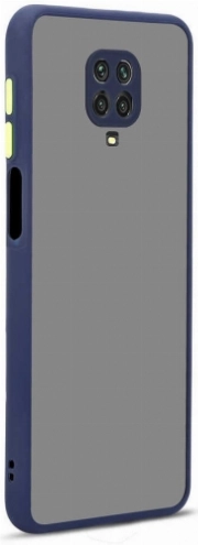 Xiaomi Redmi Note 9 Pro Kılıf Kamera Korumalı Arkası Şeffaf Mat Silikon Kapak - Lacivert