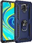 Xiaomi Redmi Note 9 Pro Kılıf Silikon Zırhlı Standlı Yüzüklü Mıknatıslı Tank Kapak - Lacivert