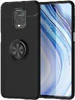 Xiaomi Redmi Note 9s Kılıf Renkli Silikon Yüzüklü Standlı Auto Focus Ravel Kapak - Siyah