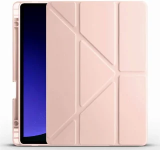 Xiaomi Redmi Pad SE Kılıf Standlı Tri Folding Kalemlikli Silikon Smart Cover - Rose Gold