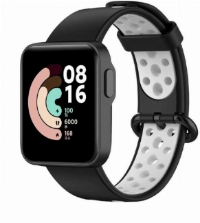 Xiaomi Redmi Watch 2 Lite Kordon Spor Silikon Delikli KRD-02 - Siyah - Beyaz