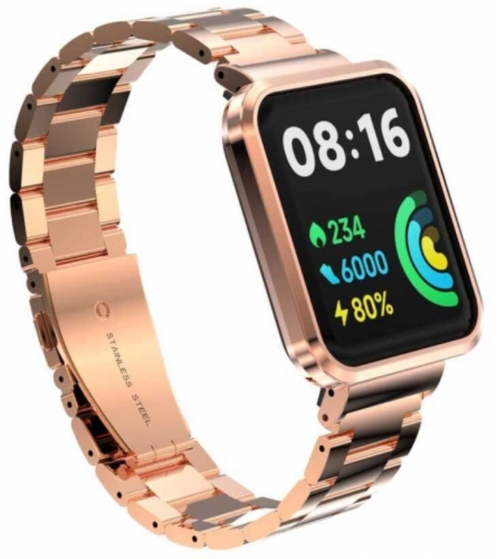 Xiaomi Redmi Watch 2 Lite Metal Kordon Klipsli Renkli KRD-60 - Rose Gold