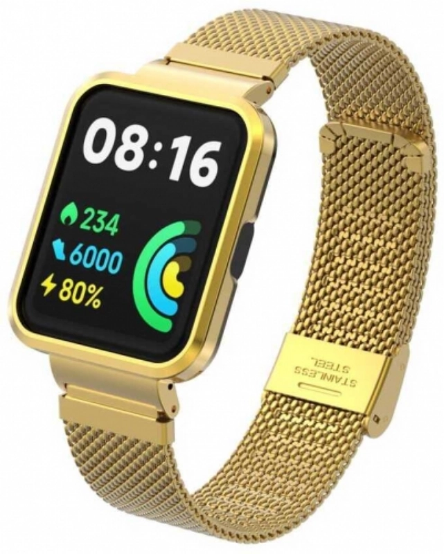 Xiaomi Redmi Watch 2 Lite Metal Örgülü Klipsli Kordon KRD-66 - Gold