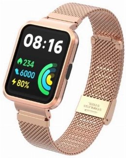 Xiaomi Redmi Watch 2 Lite Metal Örgülü Klipsli Kordon KRD-66 - Rose Gold