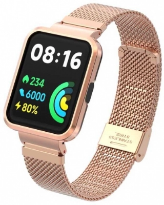 Xiaomi Redmi Watch 2 Lite Metal Örgülü Klipsli Kordon KRD-66 - Rose Gold