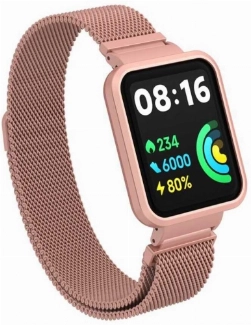 Xiaomi Redmi Watch 2 Lite Metal Örgülü Mıknatıslı Kordon KRD-58 - Pembe Açık