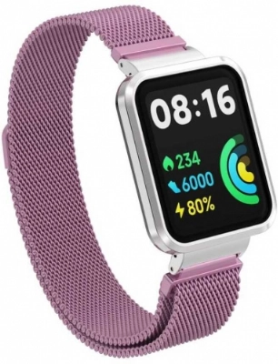 Xiaomi Redmi Watch 2 Lite Metal Örgülü Mıknatıslı Kordon KRD-58 - Pembe