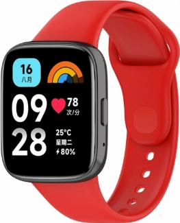 Xiaomi Redmi Watch 3 Active Klasik Kordon Renkli Delikli Yumuşak Silikon Kordon  - Kırmızı