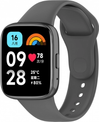 Xiaomi Redmi Watch 3 Active Klasik Kordon Renkli Delikli Yumuşak Silikon Kordon  - Koyu Gri