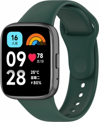 Xiaomi Redmi Watch 3 Active Klasik Kordon Renkli Delikli Yumuşak Silikon Kordon  - Koyu Yeşil