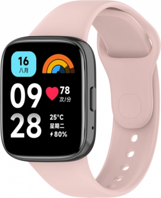 Xiaomi Redmi Watch 3 Active Klasik Kordon Renkli Delikli Yumuşak Silikon Kordon  - Pembe