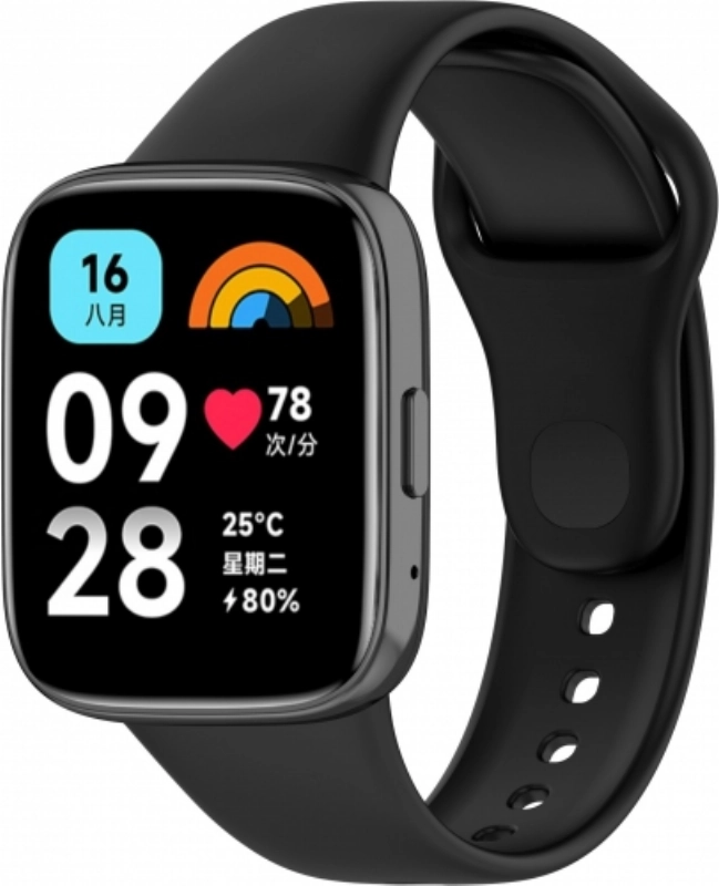 Xiaomi Redmi Watch 3 Active Klasik Kordon Renkli Delikli Yumuşak Silikon Kordon  - Siyah