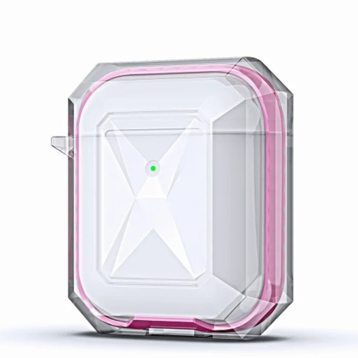 Zore Apple Airpods Airbag Şeffaf Koruma Kılıfı Geo Silikon Kapak - Pembe