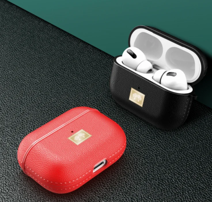 Zore Apple Airpods Pro Kılıf Deri Tasarımlı Silikon Kapak - Kırmızı