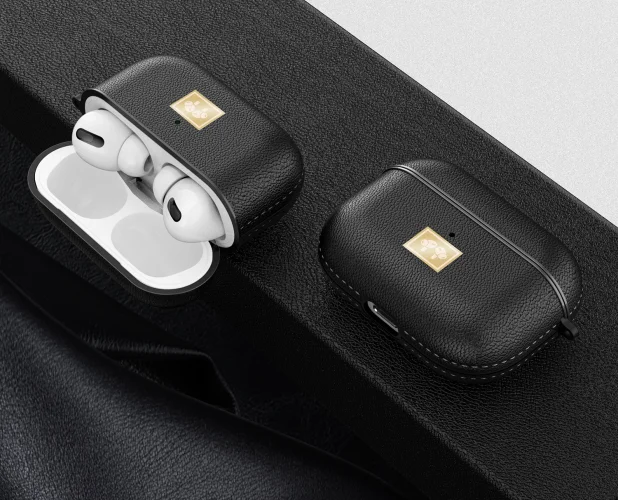 Zore Apple Airpods Pro Kılıf Deri Tasarımlı Silikon Kapak - Lacivert