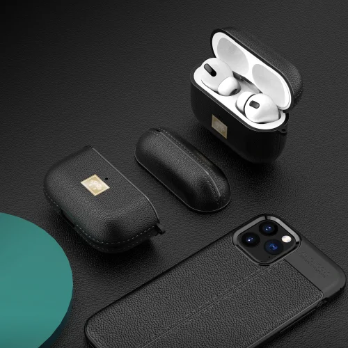 Zore Apple Airpods Pro Kılıf Deri Tasarımlı Silikon Kapak - Lacivert