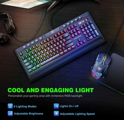 Zore Onikuma G21 RGB Oyuncu Klavye Mouse Seti - Siyah