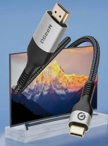 Zore QG06 8K 60 Hz Görüntü Kalitesi Type-C to HDMI Kablo 1.8M - Gri